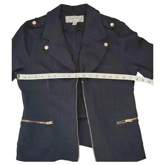 Marc NY Andrew Marc Knit Moto Navy Jacket Size Medium - Picture 9 of 12